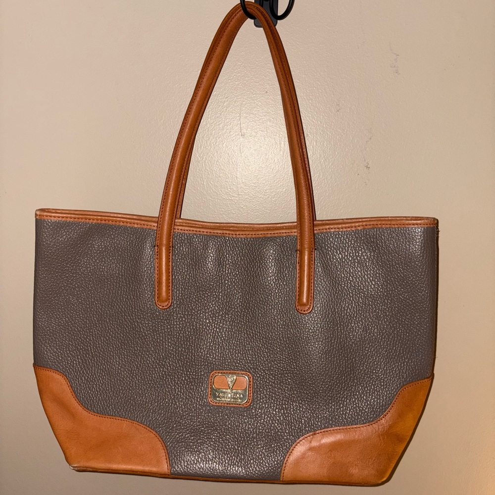 Vintage Valentina Brown and Tan Leather Tote